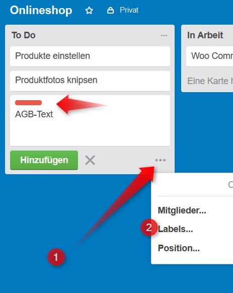 Trello Labels anbringen