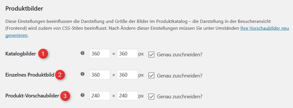 Bildarten in WooCommerce